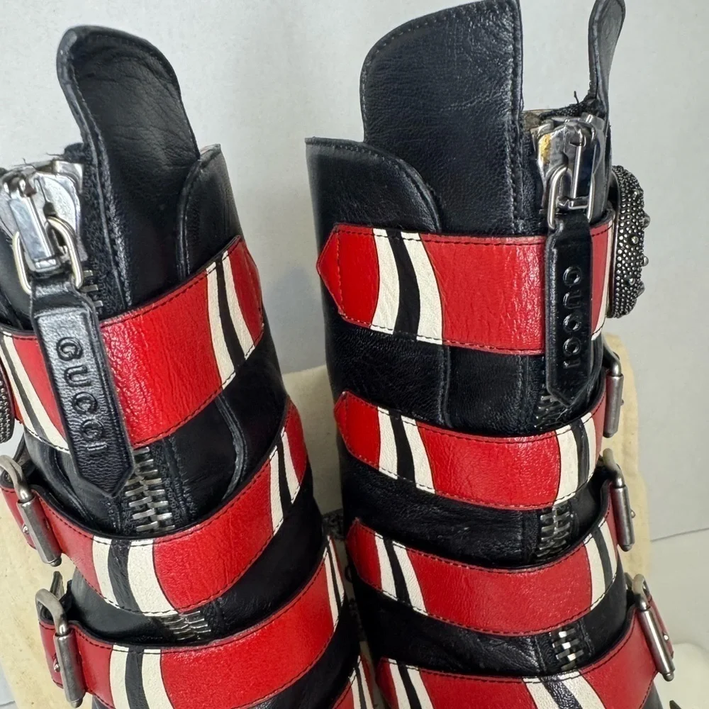 Gucci Kingsnake Dionysus Leather Multicolor Boots Size 38.